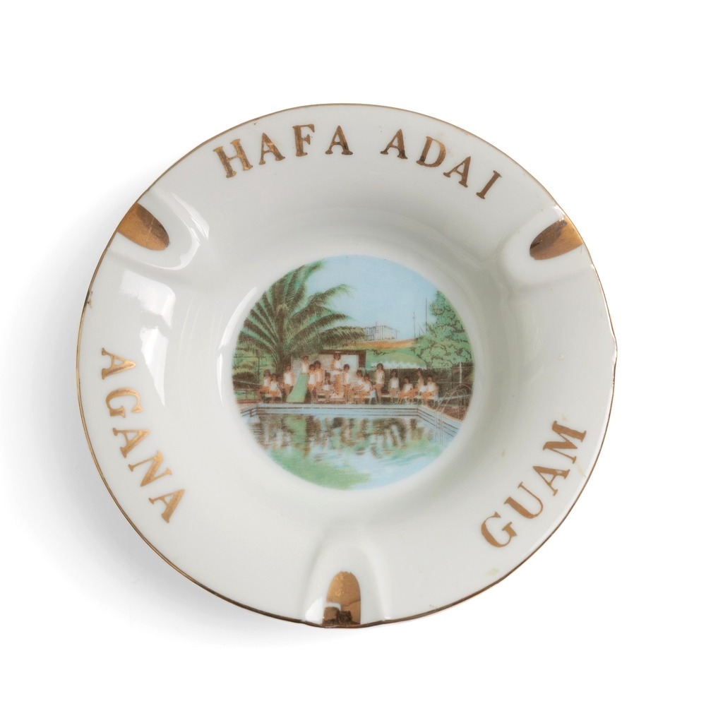 The Cliff Hotel Agana Guam Mid-Century Ceramic Ashtray Gold Trimmed